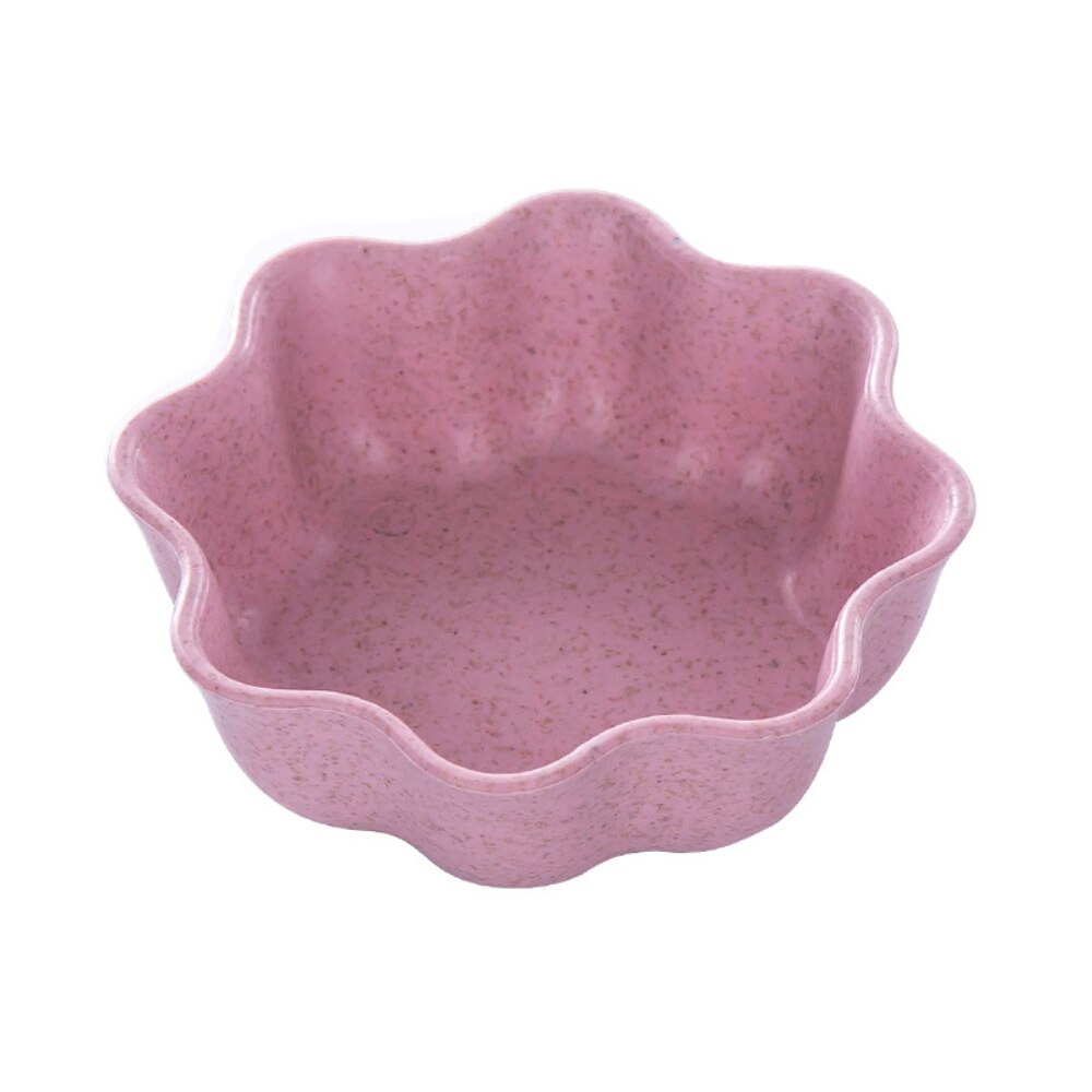 Kitchen Tools Seasoning Cocina Dish Bowl Wheat Straw Small Plates Snack Dish Sauce Plate Multipurpose Kitchen Tableware Supplies: Flower - Pink