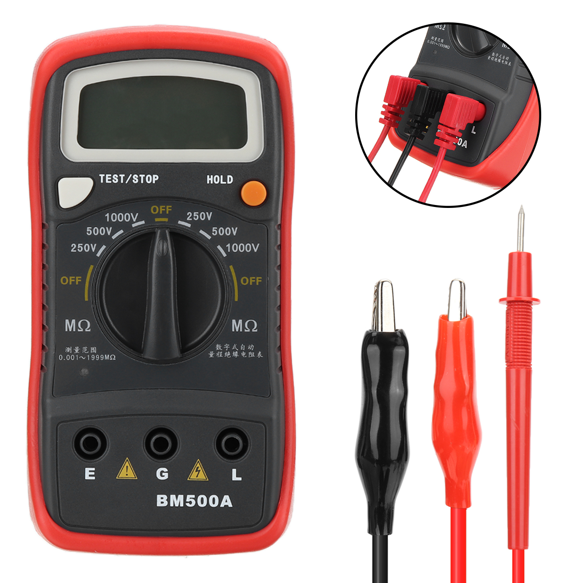 EJ.life Megohmmètre numérique BM500A 1000V LCD testeur de résistance