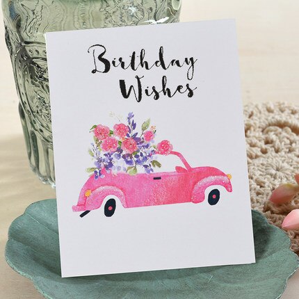 Birthday greetings card mini valentine's day message thank you small CARDS Pink girls CARDS flowers lipstick flamingos: style 11