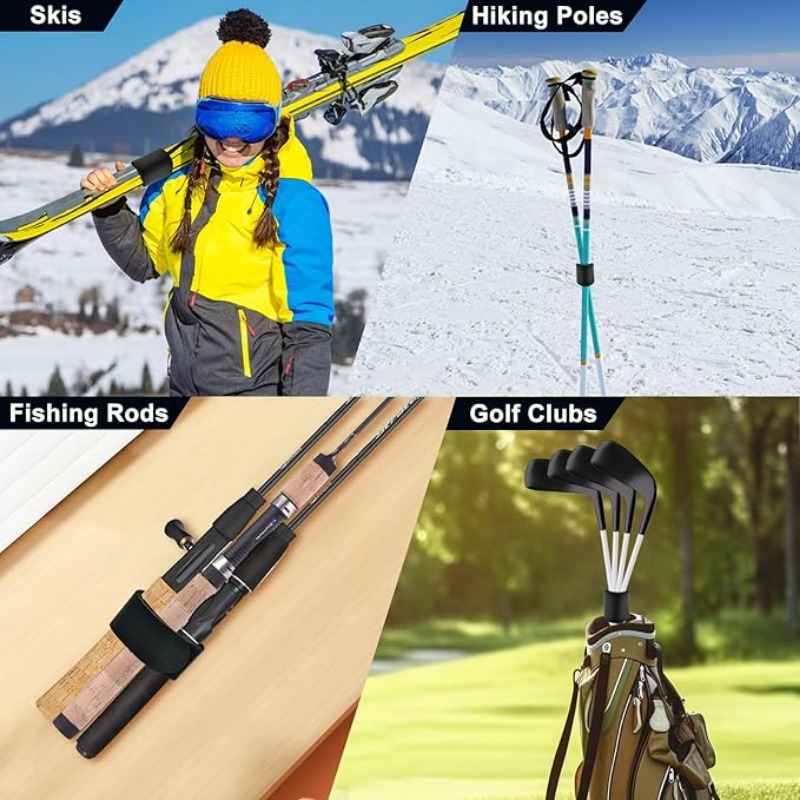 Correas ajustables para envolver esquí, banda para almacenamiento de esquí, cinta de sujeción para esquí, corbata de almacenamiento con almohadilla protectora, accesorios para esquís, deporte de invierno