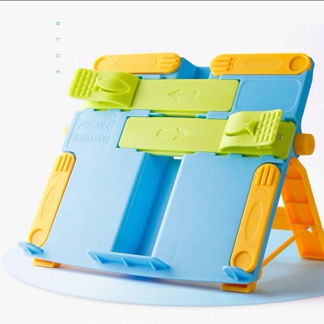 Multicolor Boek Standhouder Draagbare Opvouwbare Boekensteun Bookstand Lezen Ondersteuning Student Kinderen Schrijven Beugel Office Tools: blue green