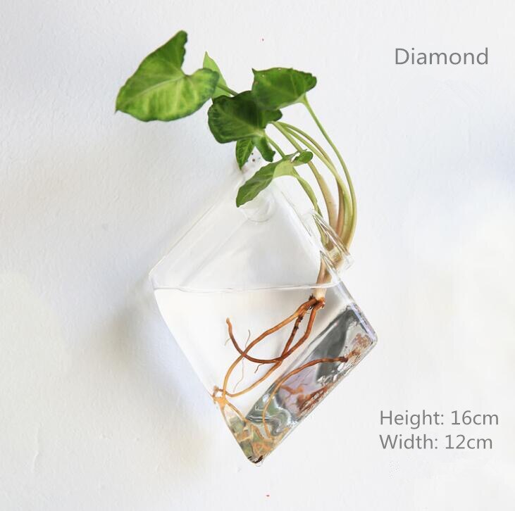 wall glass vase Wall mounted fish tank Hanging hydroponic vase Living room wall decoration