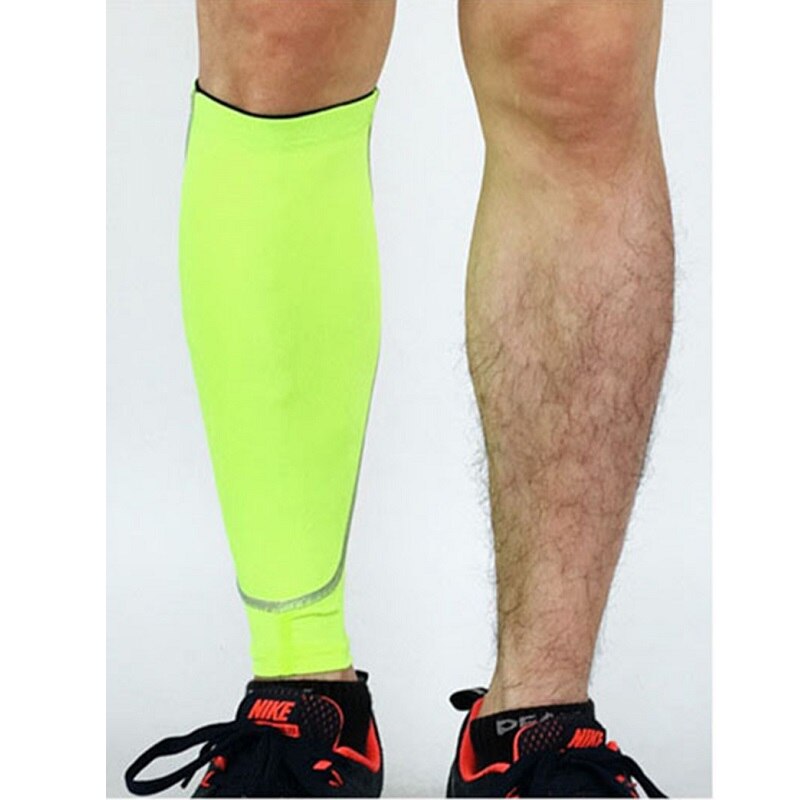 7 arten 1Stck Basketball FußBall Bein Ärmeln Kalb Kompression Läuft Radfahren Schienbein Wachen UV-Schutz FußBall Fitness M L XL: Fluorescen Grün / L