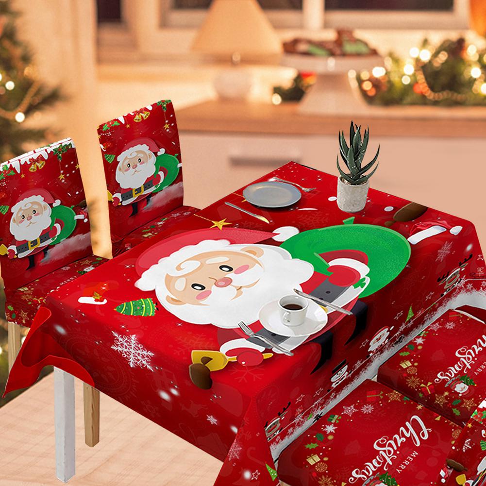 Christmas Table Cover Rectangular Christmas Collection Tablecloth With Cute Santa Oil-Proof And Waterproof For Home Decorat
