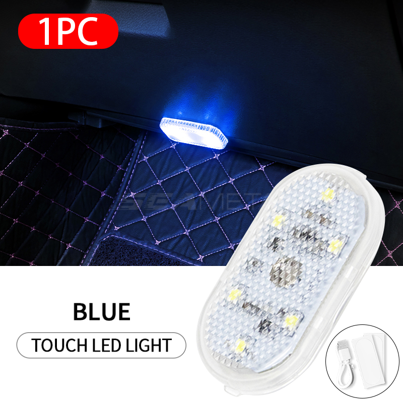 SEAMETAL 5V voiture Led éclairage doigt tactile capteur lampe de lecture LED Attraction lumières USB Charge 6 ampoules pour voiture intérieur lumières: Bleu