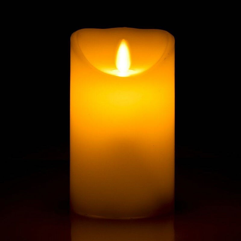 15cm(H) Flickering Flameless Pillar LED Candle Lights Remote controlled Timer moving wick melted edge Wedding Xmas Party-Amber
