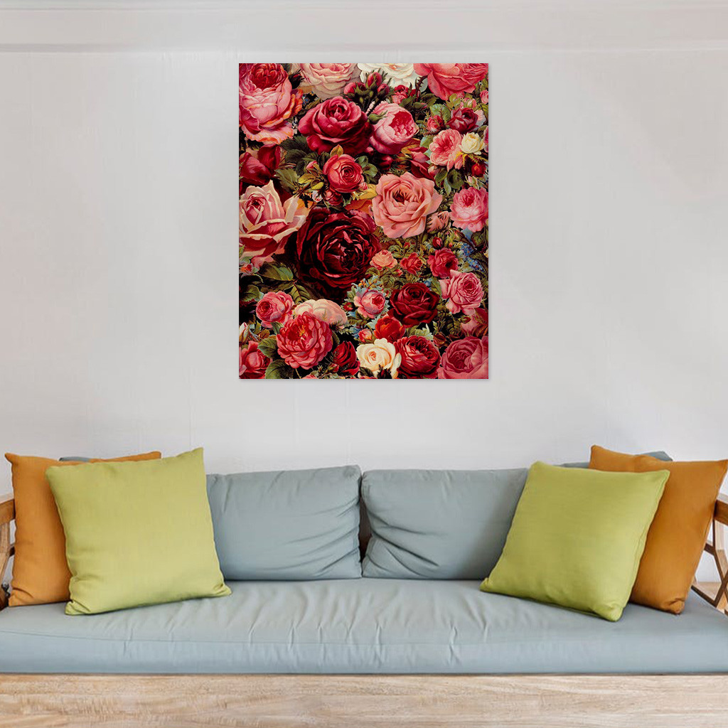 Frameless Red rose DIY Painting By Numbers Modern Wall Art Paint By Numbers Hand Painted For Home Decoration #35