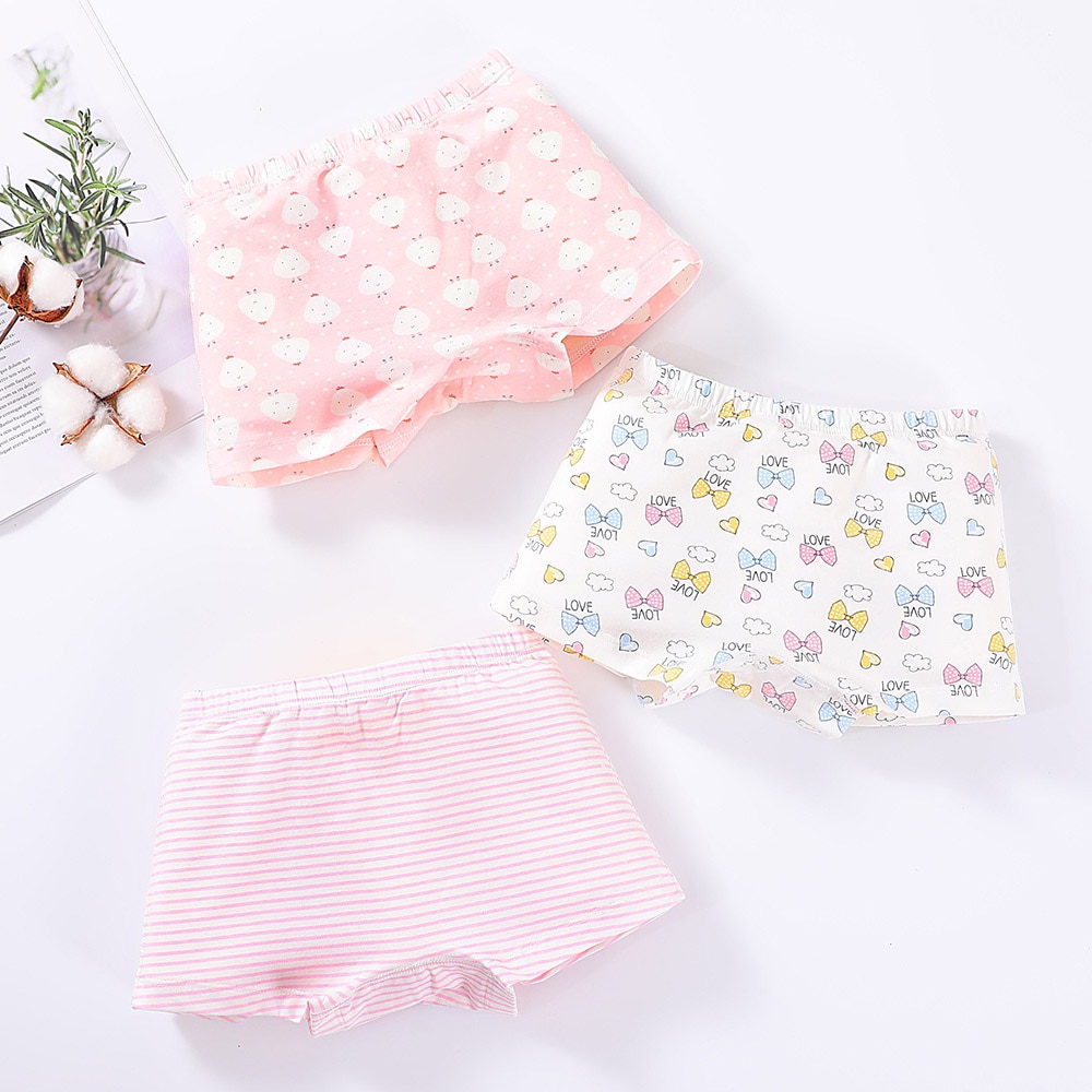 3 unids/lote Niñas Ropa interior ropa interior de algodón de dibujos animados de los niños lindos ropa interior infantil niños cortos escritos 2-6T