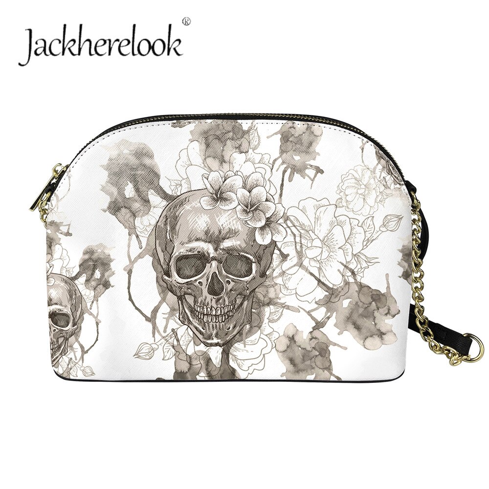 Jackherelook dames suikerschedel patroon dames rits crossbody tassen schoudertassen gothic stijl trend handtassen: Hqbd 570 d 49