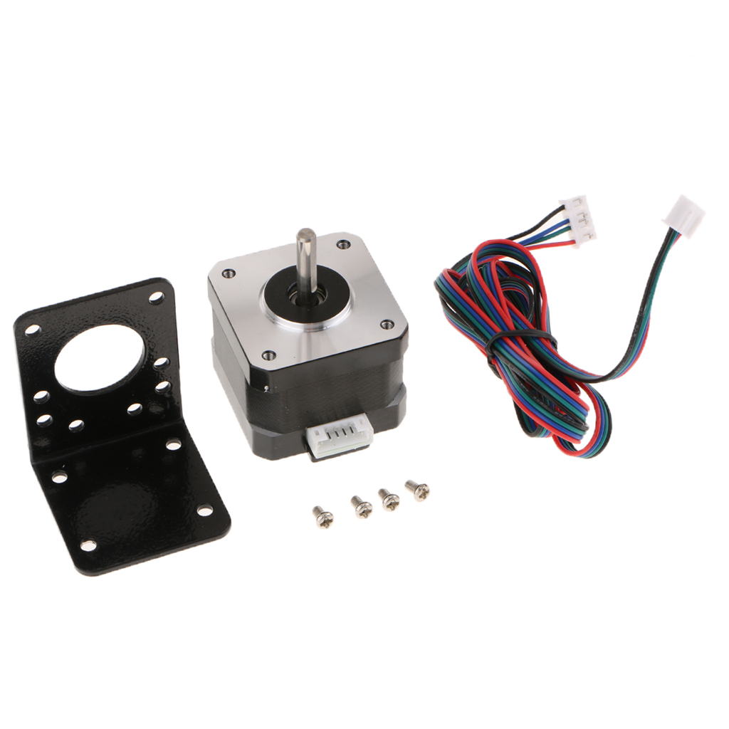Motor paso a paso + soporte Nema 17, Bipolar, 42mm, 4,4 kg, cm, 1,68a, 4 conductores, impresora 3D, Hobby CNC, línea de Motor y tornillo, 42