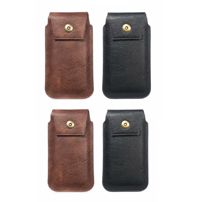 Men Vintage PU Leather Waist Bag Phone Pouch Portable Pocket Belt Hip Belt Loop Holster Wallet Carry Case Purse 5.5-6.5in