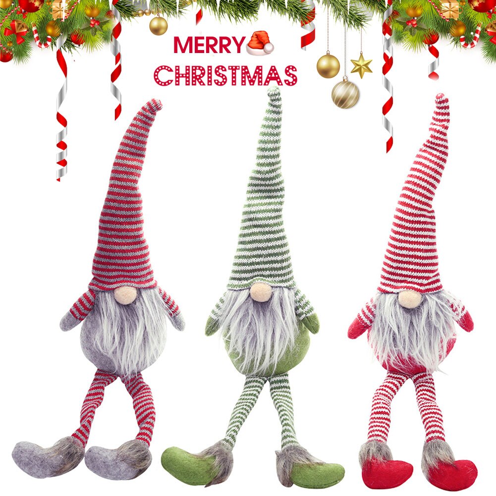 Jul ansigtsløs nisse julemand juletræ hængende ornament dukke indretning stribe dukke legetøj nsv 775