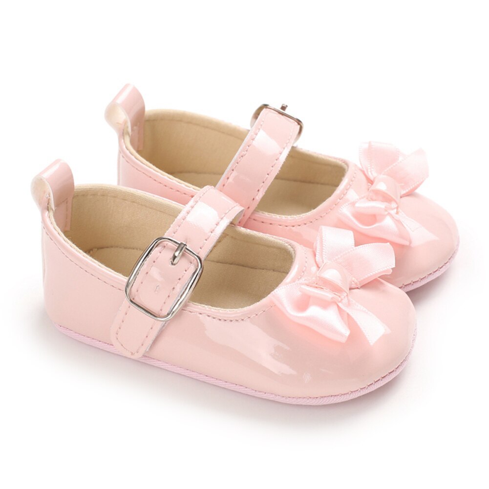 Sapatos da menina do bebê infantil criança sapatos de caminhada sola macia princesa mary jane apartamentos com knotbow prewalkers sapatos de berço de casamento 0-18m: P / -S