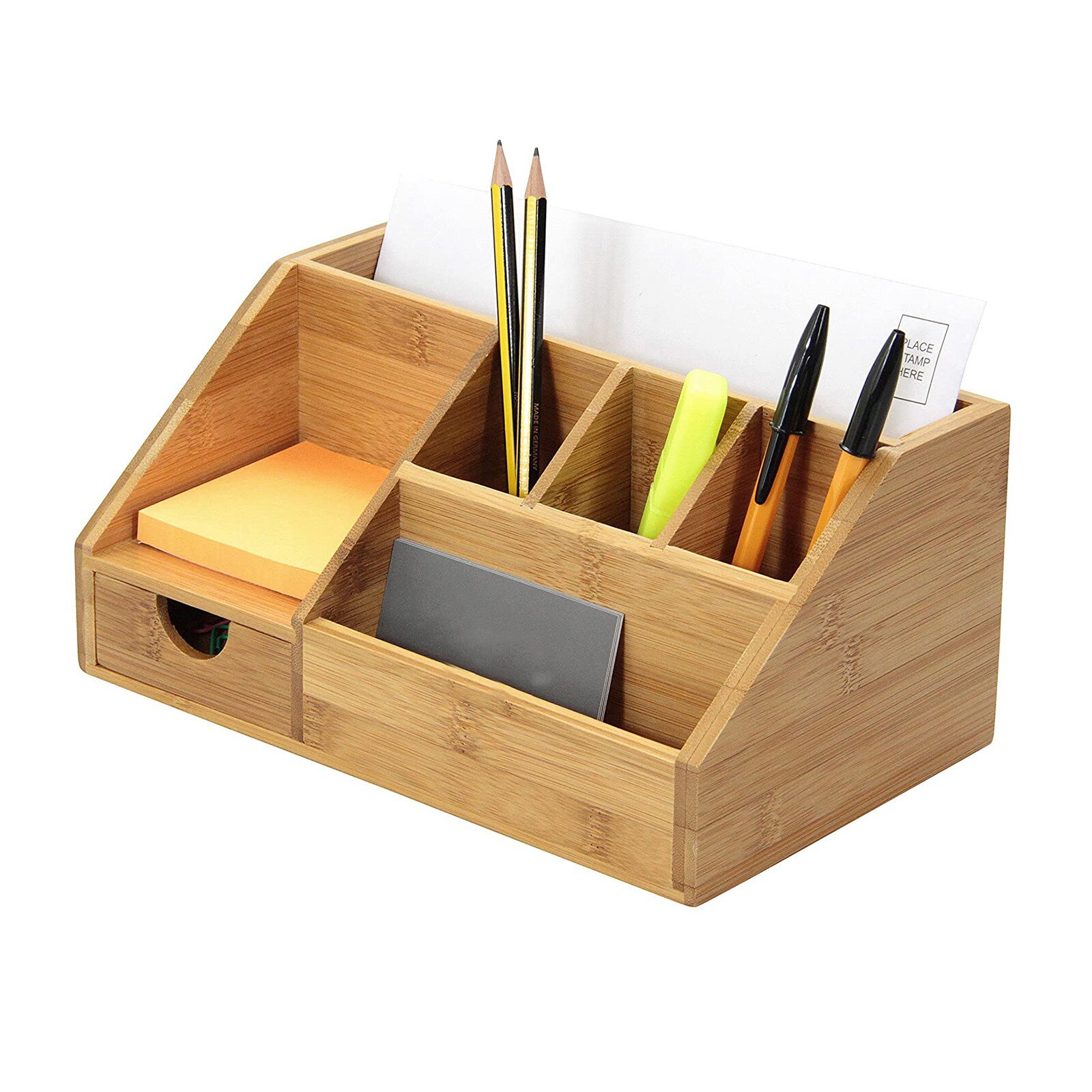 Multifunctional Wooden Office Desktop Storage Box Desktop Clutter Storage Box Office Home Bookends Book Holder Business#25