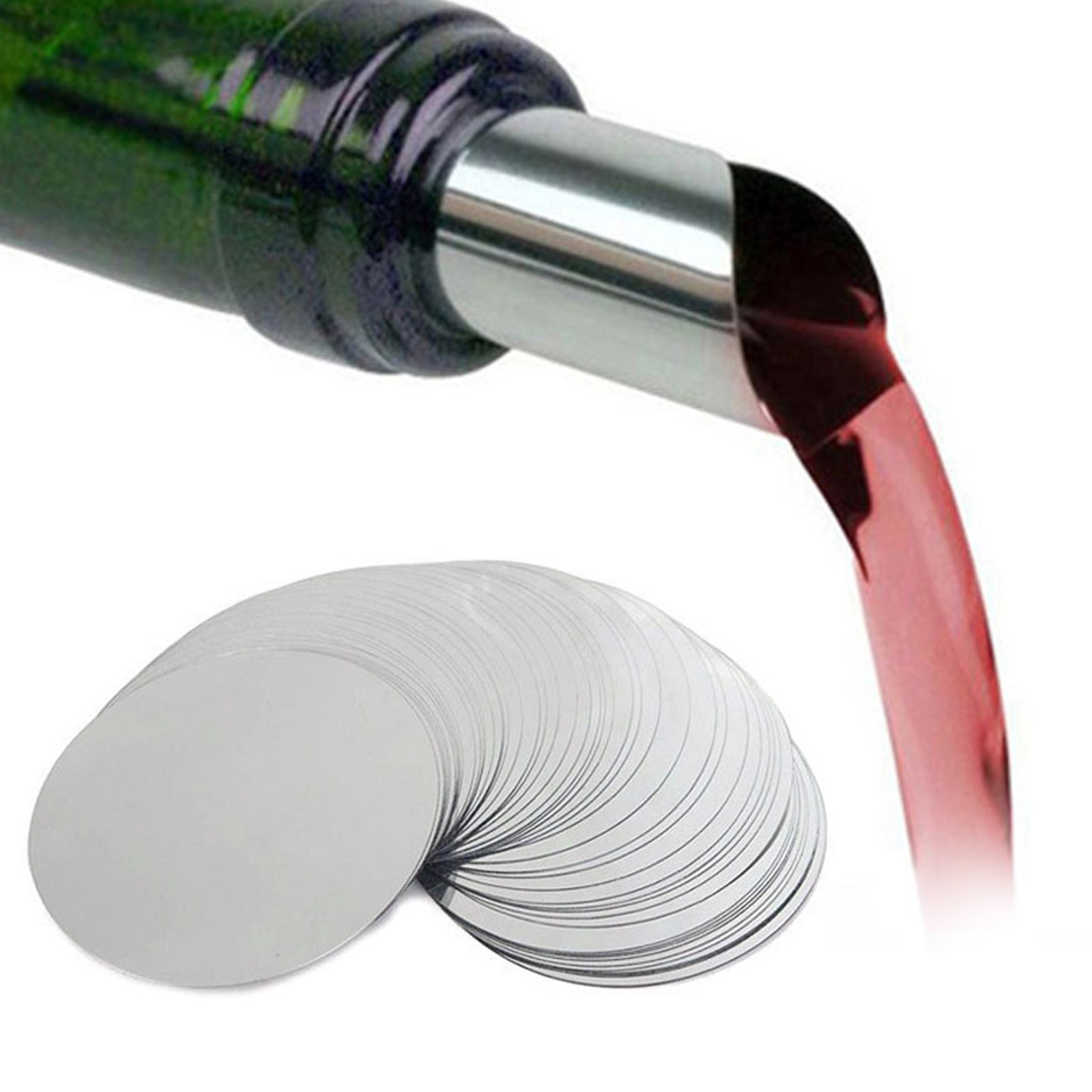 50 PCS Foldable Wine Pourer Aluminum Foil Silver Wine Pourer Stop Pouring Disk Pour Spout Pack Home Kitchen Bar Wine Tools