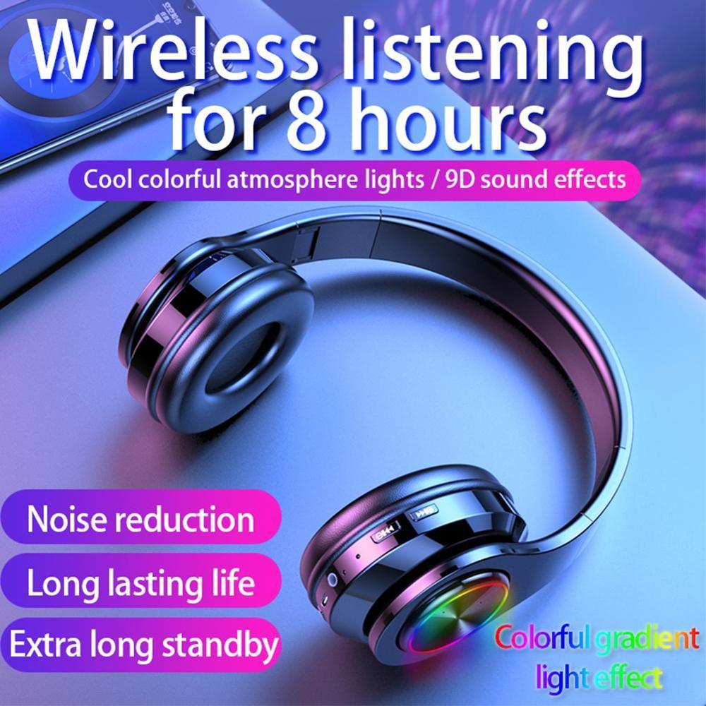 Wireless Headphones Bluetooth Earphone 5.0 Deep Bass Headsets Reduction Stereo For Mobile Noise Gaming J6E2