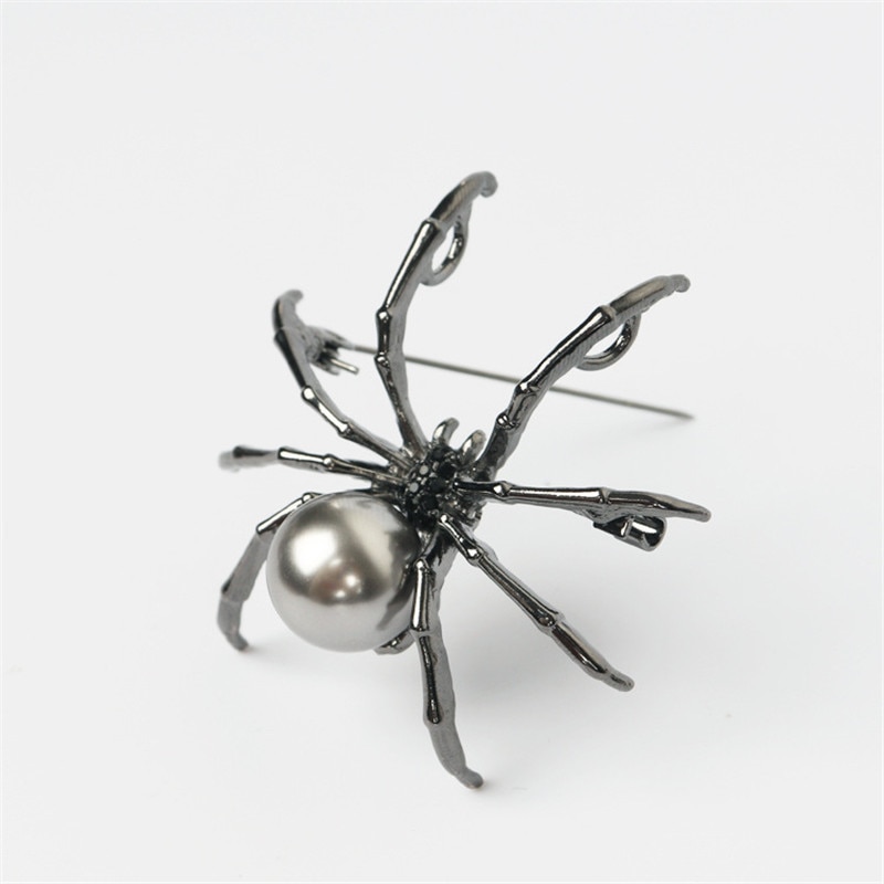 Cool efterligning perleperle sort edderkop dyr brocher insekt pin til kvinder mænd børn tøj tilbehør jeans dekor 1pc