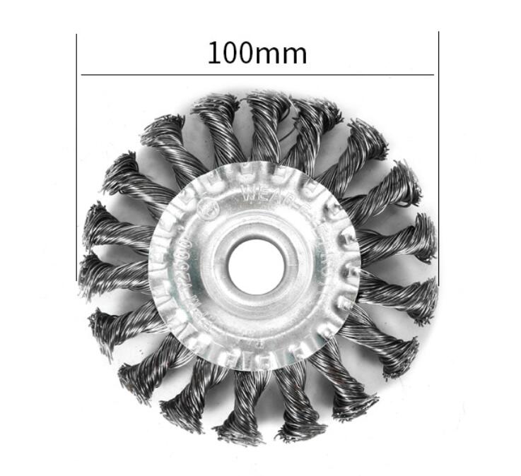 Knudet bænk ståltrådsbørste afgratning afrustning vinkelsliber rensetilbehør 125mm rustfjernelseshjul metalskivebørste: 100mm