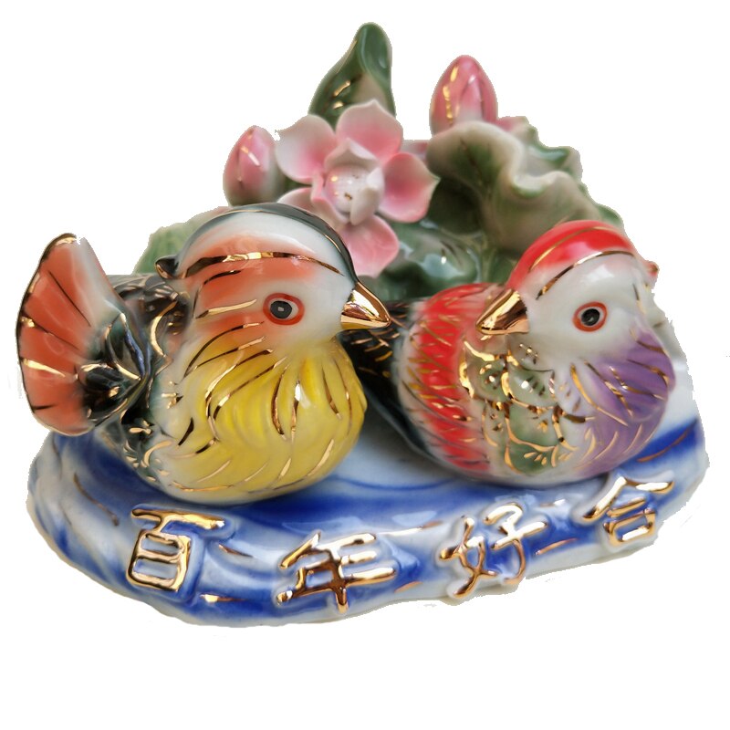 Ceramic lovers, mandarin duck ornaments, bedroom ornaments, wedding , marriage, fengshuiwang, peach blossom transfer orname