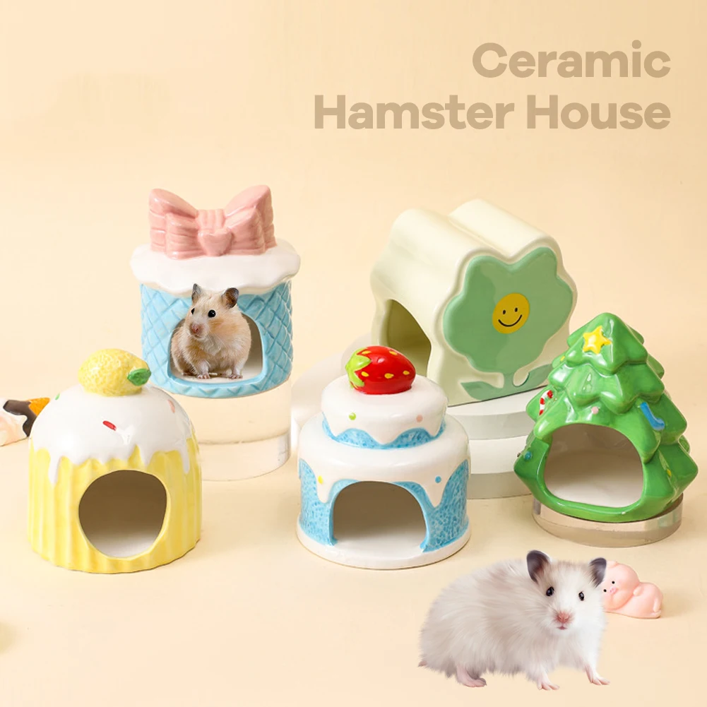 1pc smådyrskjul keramisk hamsterhus chinchilla minihytte hulebur tilbehør for dverghamstere, gerbiler og pinnsvin
