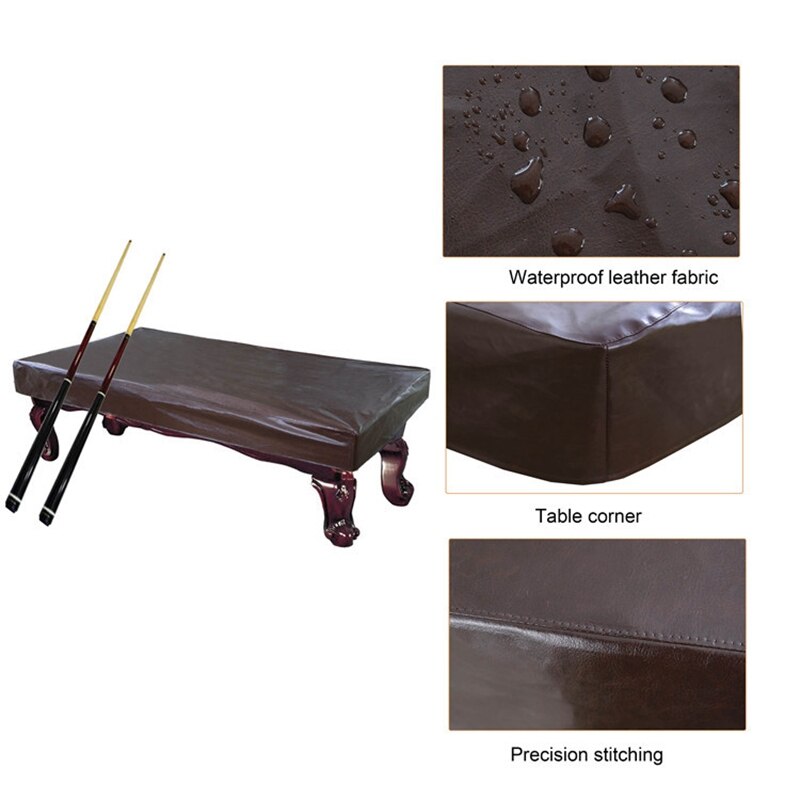 7FT Billardtisch Abdeckung Verdicken Leder Pool Tisch Abdeckung Indoor Outdoor Möbel Wasserdichte Staubdicht Abdeckung Braun