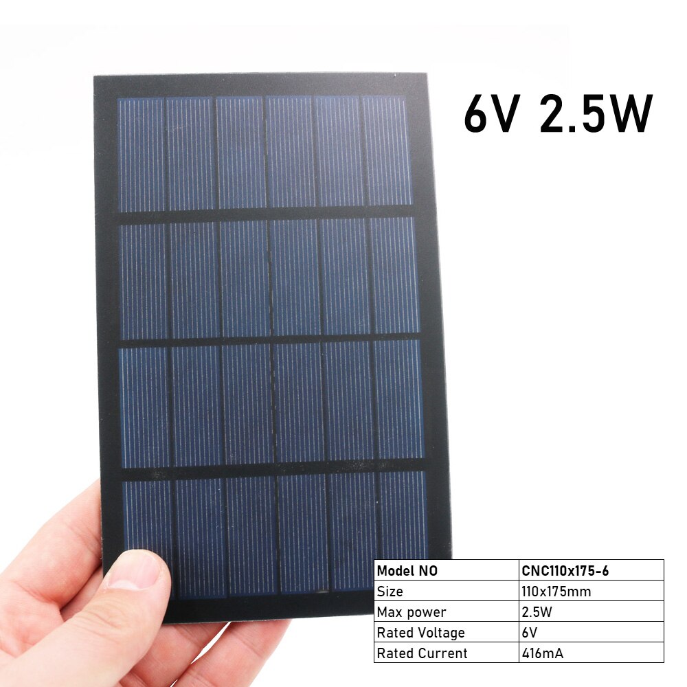 6V 2.5W 4.2W 7W Output USB Solar Cell Outdoor 6V Charge Regulators Solar Panel 18650 Battery Charger USB Female Port