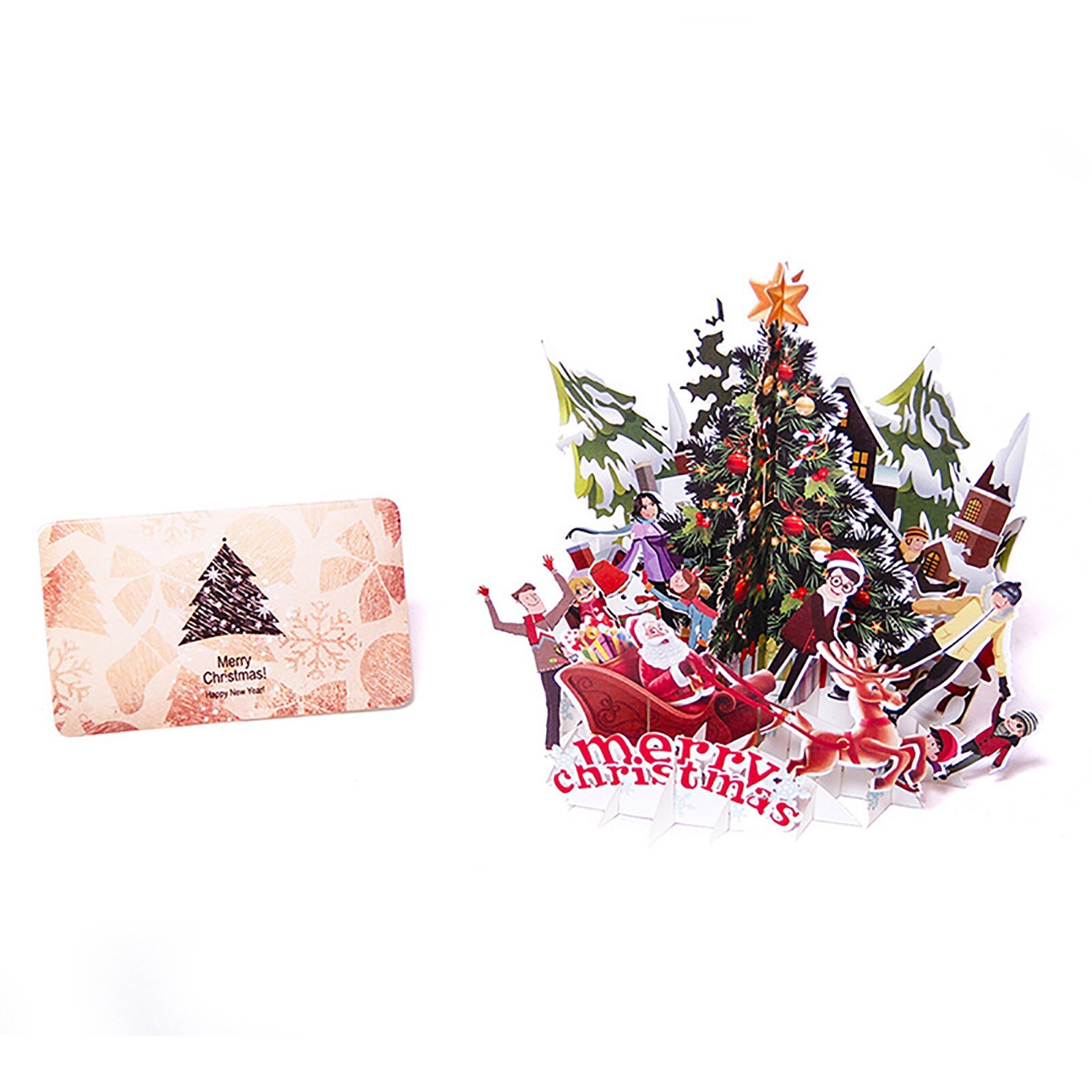 Jul lykønskningskort tredimensionelt 3d håndlavet kort takkort: E