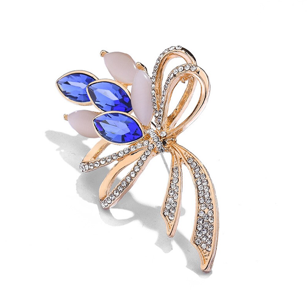 Broche fleur en pierre opale à la , accessoires de vêtement, d'anniversaire pour femmes, broche en strass: Plaqué platine