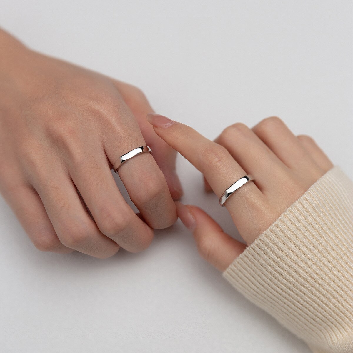 2022 925 silber partnerringe für damen, minimalistisch, schlicht, geometrisches, offenes, verstellbares design, hochzeitsschmuck