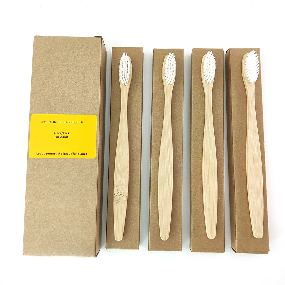 Natural Organic Eco-Friendly Wood Ergonomic Soft Bamboo Toothbrush BPA Free Bristles: 1198-L-1