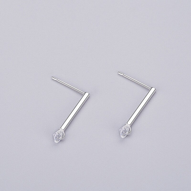 INZATT Classic 925 Sterling Zilveren Kristallen Oorbellen Geometrische Stok Bar Voor Vrouwen verjaardagsfeestje Mode-sieraden Pendientes: Default Title