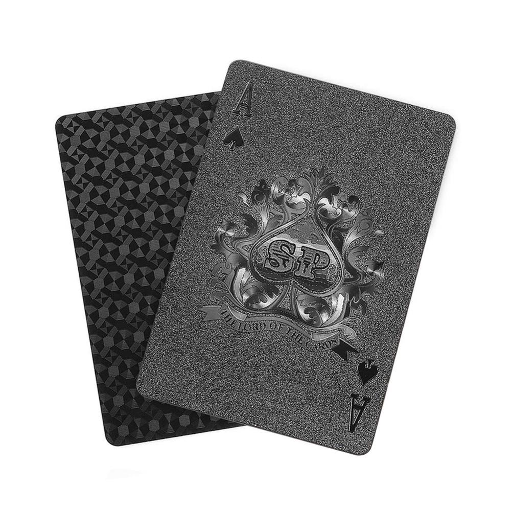 Golden Playing Cards Set Waterproof Plastic PVC Black Color Poker Cards Sets Magic Tricks Poker Box-packed 54sheets/set: F