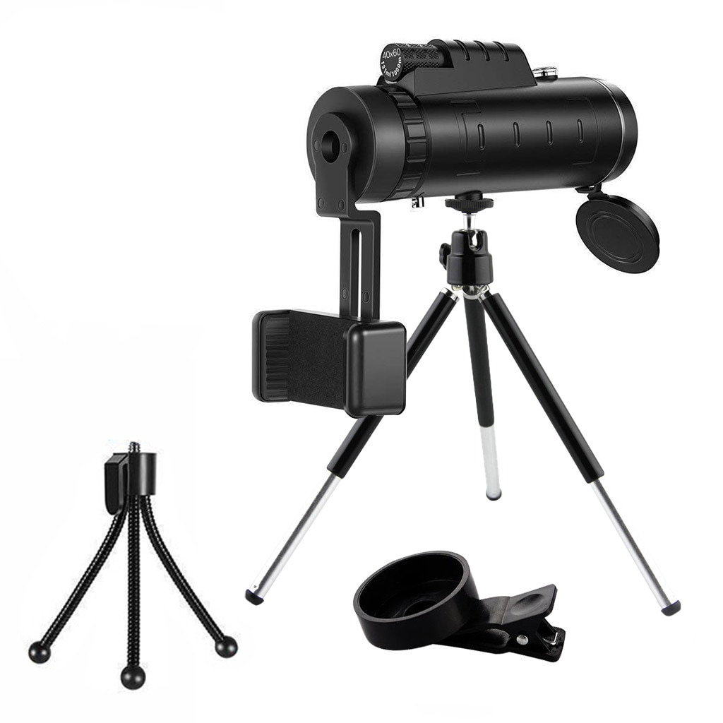 Monoculaire krachtige telescoop 40 x 60 zoom optische hd-lens monoculaire telescoop + statief + clip voor universele telefoon#gh