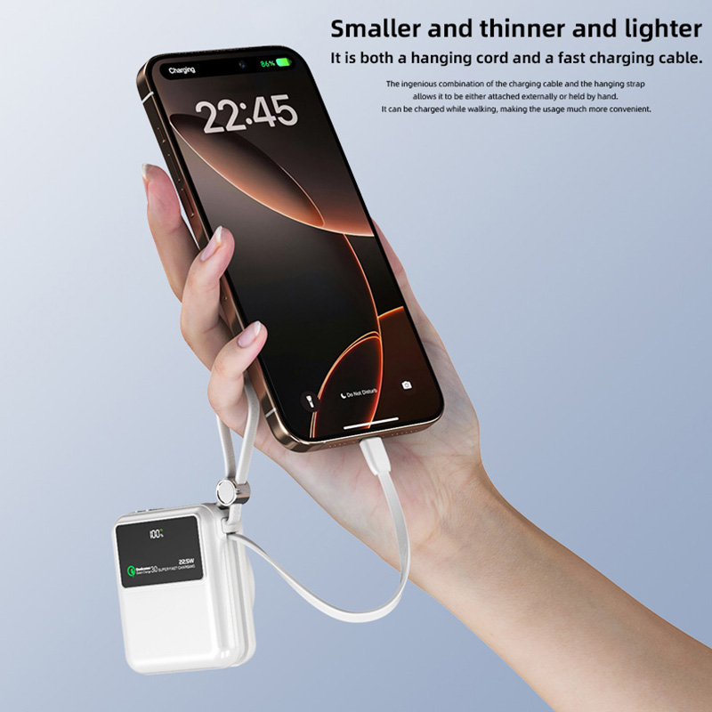 Kiki Shoot PD 22.5W Fast Charge Power Bank 10000mAh Mini Powerbank CCC Certified Battery with Cable for iPhone Xiaomi Huawei