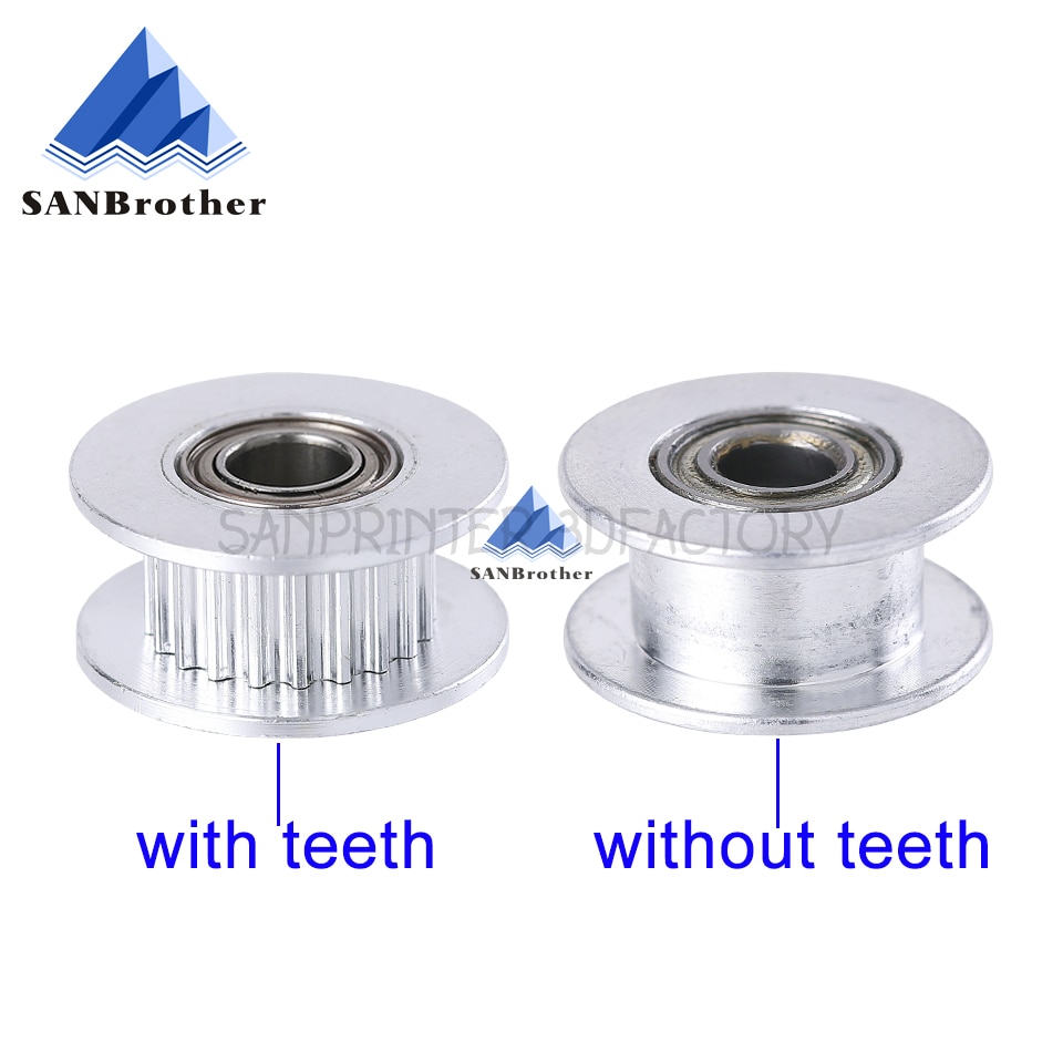 GT2-polea de distribución de 16 dientes, 20 dientes con orificio de 3mm o 5mm con rodamientos para piezas de impresora 3D, correa de distribución de 6mm y 10mm