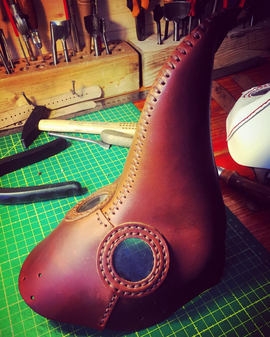 Becco di uccello Maschera Peste Medico Manuale di Cuoio Piatto Modello di Disegno