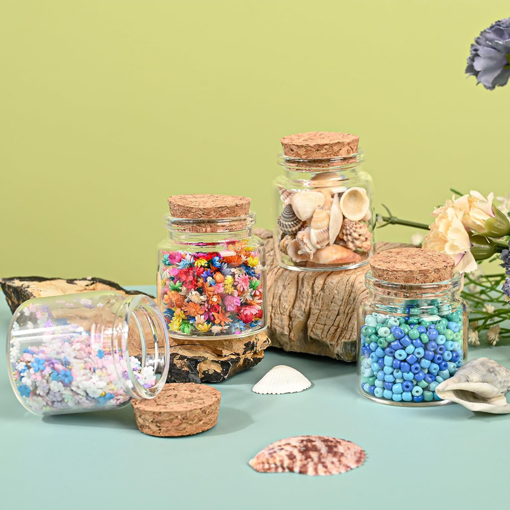 50ml Small Empty Glass Bottle with Cork Stopper Storage,Small Glass Bottle Jars for DIY Art Crafts Projects Decoration Party