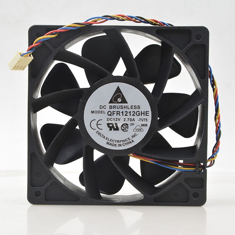 Original Cooling Fan QFR1212GHE 12V 2.7A 120*120*38mm 4Pin 6000RPM For Miner
