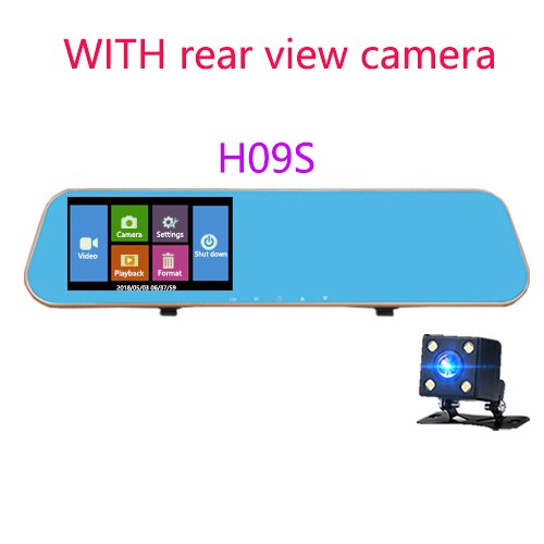 Jiluxing Dash Cam 4.3 ''1080P Auto Dvr Spiegel Dual Lens Video Recorder Parking Monitor Auto Camera Achteruitrijcamera spiegel Auto Registrar: H09S two cameras / Without Card