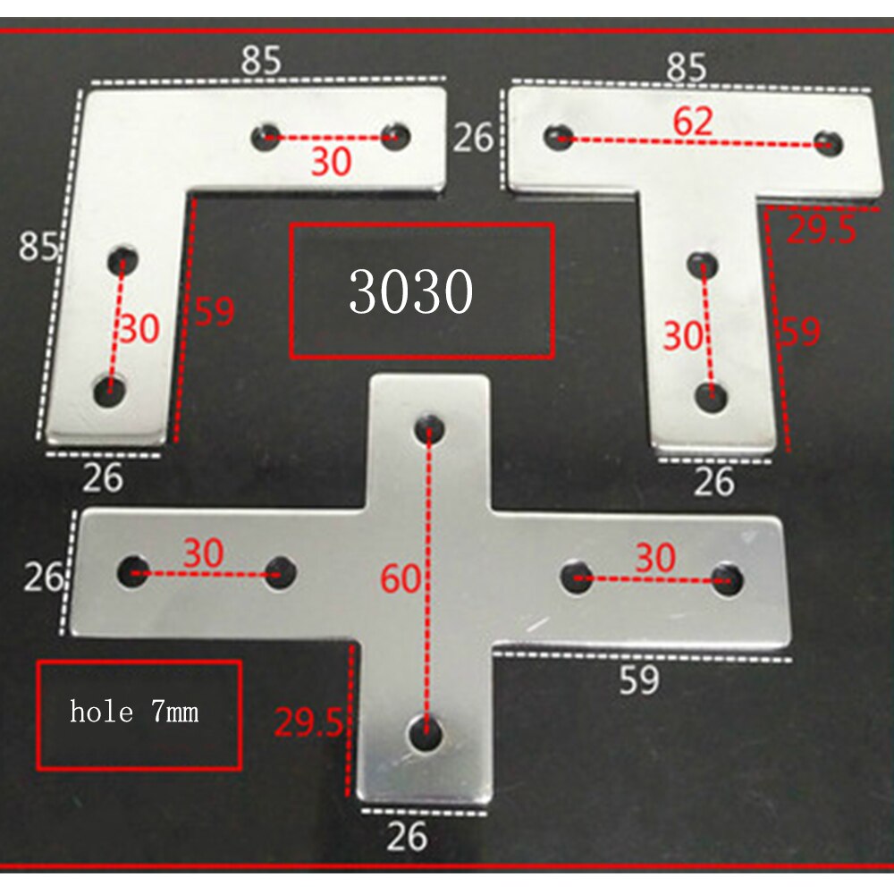 90 Degree Joint Board Plate Corner Angle Bracket Connection Strip for Aluminum Profile /3030/4040 L/T/Cross 4 Hole
