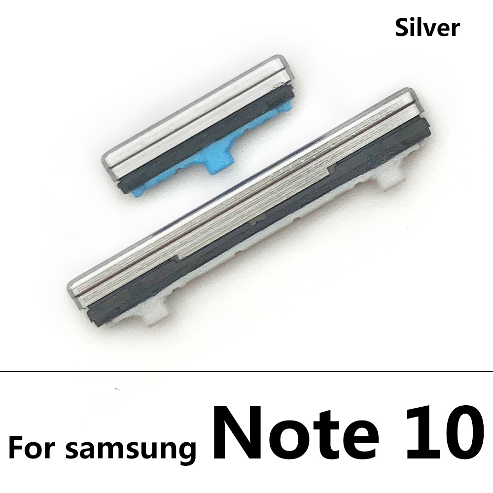 Teclas laterales nuevas, botones de encendido y volumen, botón para Samsung Galaxy Note 9, 10 Plus, piezas de repuesto: Note 10 Silver
