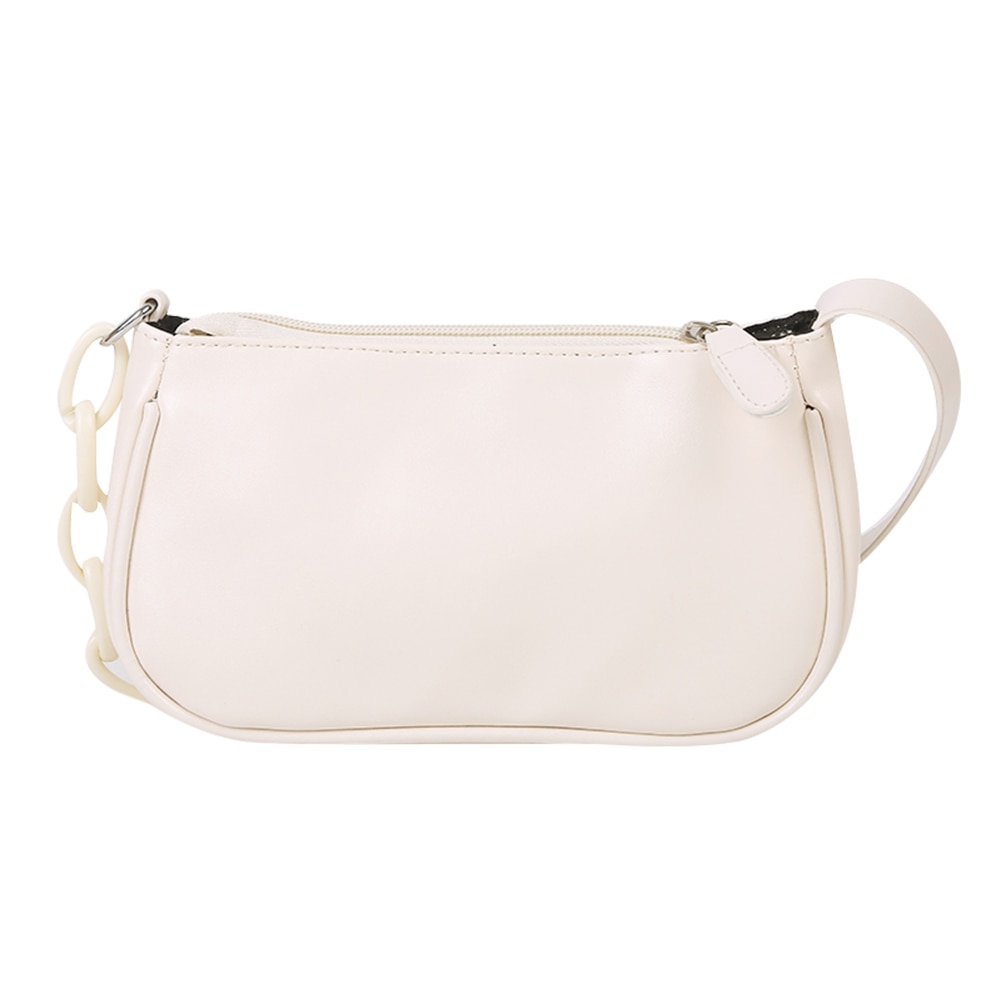 Chic femmes chaîne sous les bras sacs à bandoulière Texture classique solide fourre-tout décontractés petits sacs à main: WHITE