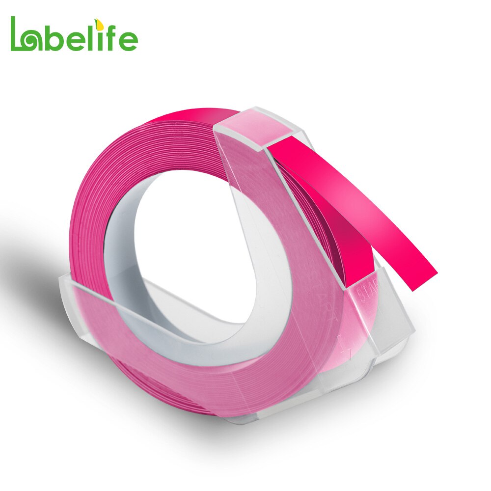 5Pack 9mm 3D Präge PVC Label Bänder Kompatibel für Dymo Label Maker 1880 12965 Manuelle Label Makers für motex E101 DYMO 1610: 5PK Fluorescent Pink