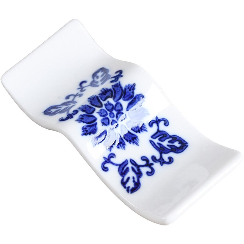 Keramik Essstäbchen Rest Hand bemalt Blau Weiß Porzellan Essstäbchen Halfter Blume Rattan aufbringen Platziert Suppe Löffel Stäbchen
