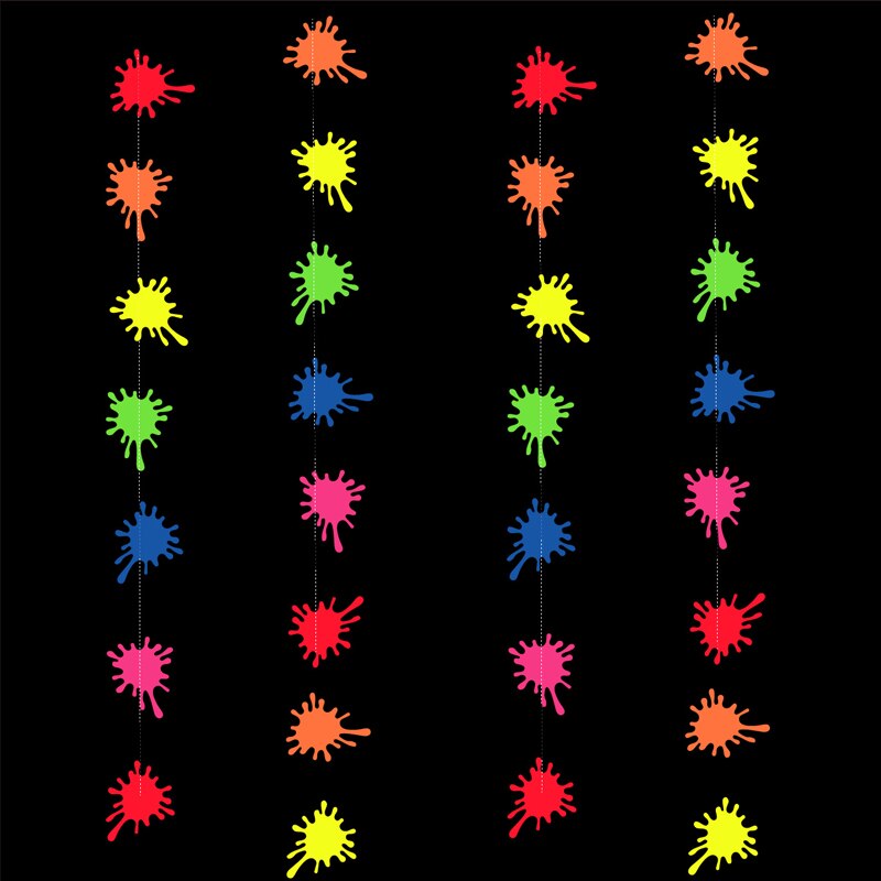 UV Glow Party Garlands Luminous Neon Streamer Black Light Reactive Glow in the Dark Kid Birthday Fluorescent Party Wedding Decor: 5