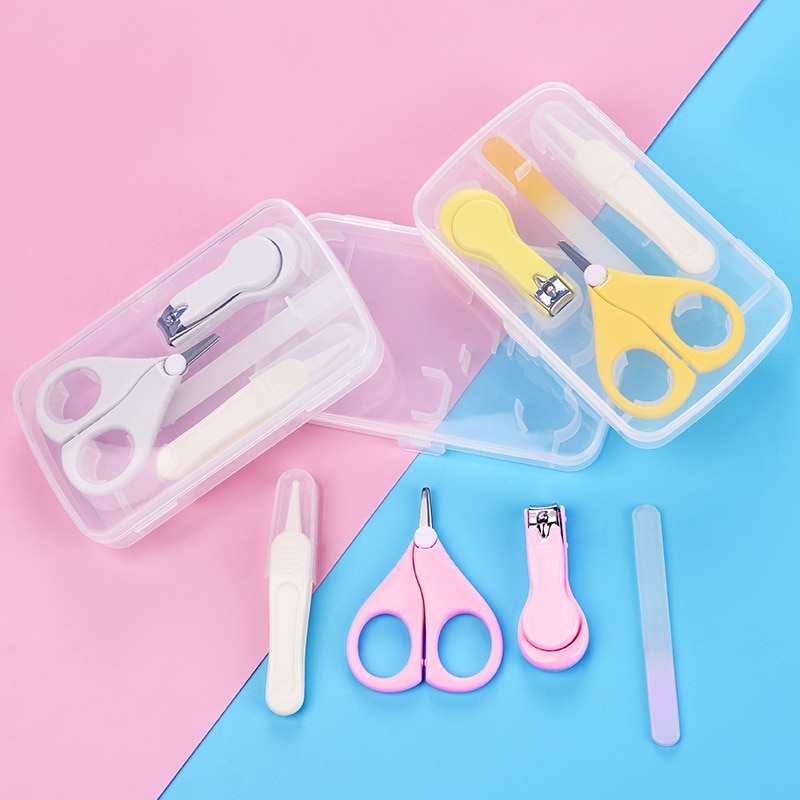 4 Pcs lot Baby Nail Care Scissors Gorgeous Sets Safety Nail Cutter Nail Scissors Suit Newborn Baby Cleaning Toils Saftey