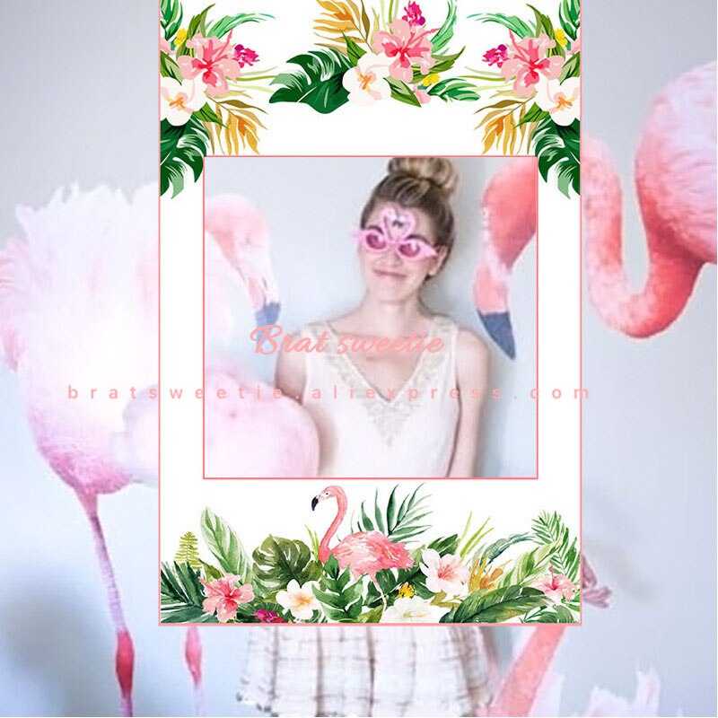 Flamingo papirramme fotoboks rekvisitter sommer hawaiiansk tropisk bryllupsdekoration brude brusebad festlige forsyninger