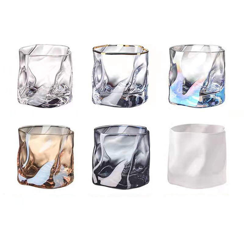Irregular Glass Cup Twisted Transparent Wine Glasses Whiskey Water Juice Beer Cocktail Cup Bar Drinking Supplies
