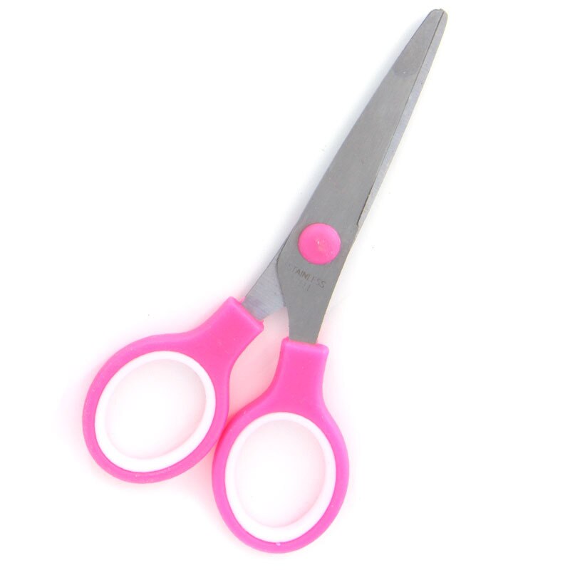 JTSIP Cute Scissors Kids DIY Stationery Decorative Craft Scissors Safety Round Tip Plastic Scissors Cutting Paper Knives Tools: Pink 1pcs