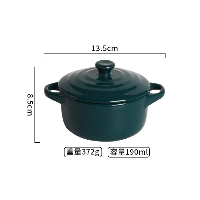 Waterproof Stew Pot Ceramic Soup Pot with Lid Binaural Stew Pot Household Children's Bird's Nest Steamed Egg Special Stew Bowl: dark green